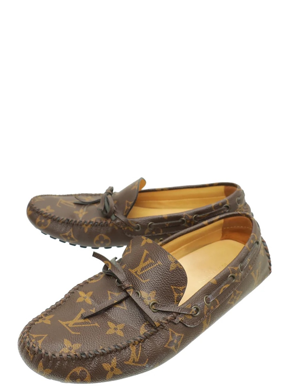 Louis Vuitton Brown Monogram Moccasin Loafers - Men's Slip-On